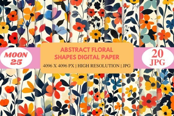 Download Abstract Floral Shapes Digital Paper - Digital Collection