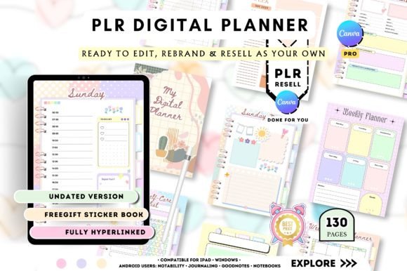 Download PLR Resell Canva Undated Digital Planner - Premium Resources