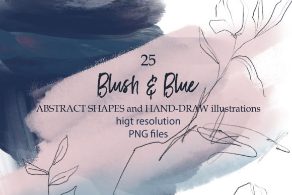 Download Blush &amp;blue Abstract Shapes and Plants - Blush Collection