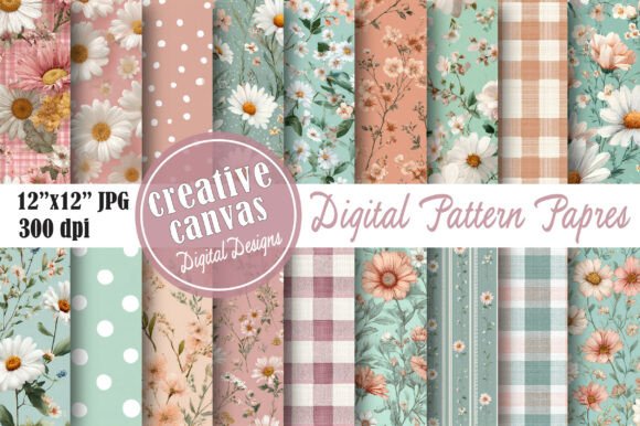 Download Coquette Daisy Floral Digital Paper - Digital Collection