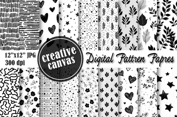 Download Black &amp; White Digital Paper Bundle - Digital Collection