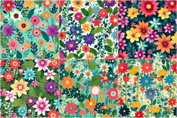 Download Funky Flowers Garden Digital Papers - Digital Collection