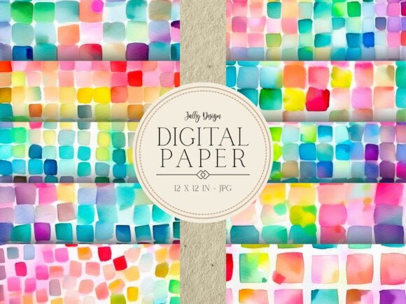 Download Rainbow Saques Watercolor Digital Paper - Digital Collection