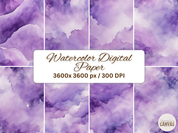 Download Purple Watercolor Digital Paper Set - Digital Collection