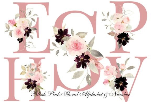 Download Blush Pink Floral Alphabet &amp; Number PNG - Blush Collection