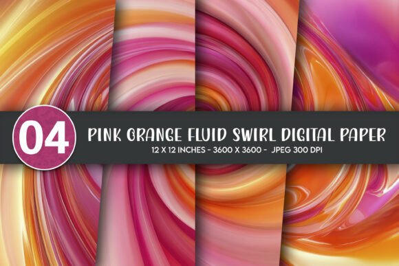 Download Pink Orange Fluid Swirl Digital Paper - Digital Collection