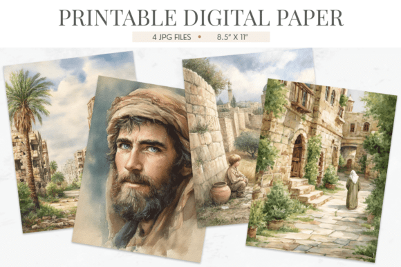 Download Biblical Figure Watercolor Digital Paper - Digital Collection