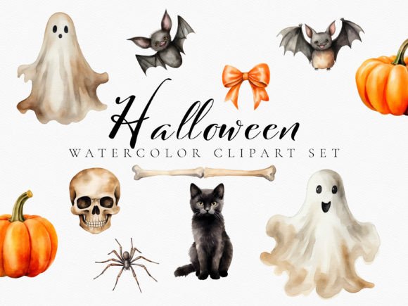 Download Watercolor Halloween Digital Clipart Set - Digital Collection