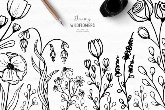 Download Hand Drawn Floral Digital Stamps - Digital Collection