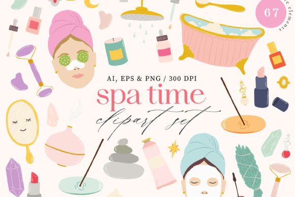 Download Spa Time Digital Clipart Set - Digital Collection